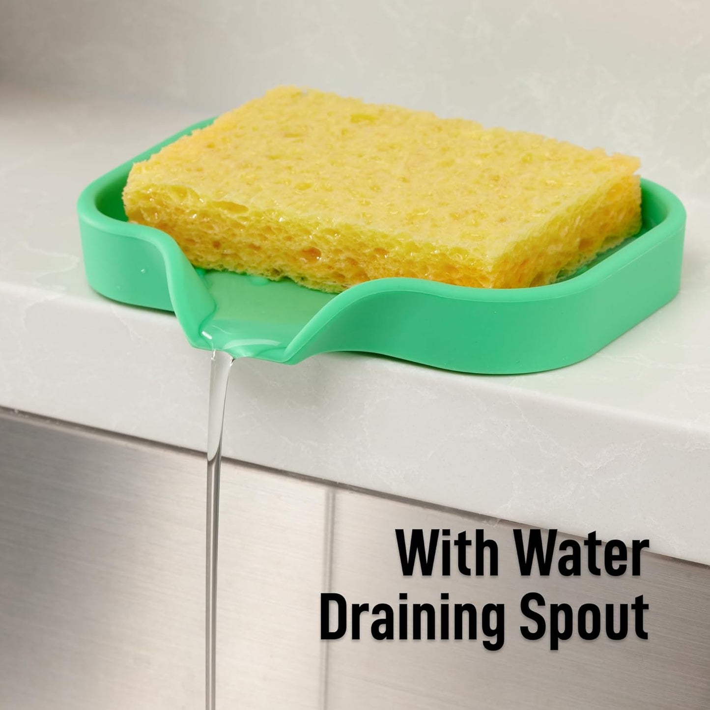 Zulay Kitchen (9x3.5in) Sponge Holder for Kitchen Sink - Flexible Heavy-Duty Multipurpose Sink Caddy - Counter Organizer for Kitchen, Bathroom, Makeup, Trinkets & More! (Grey)