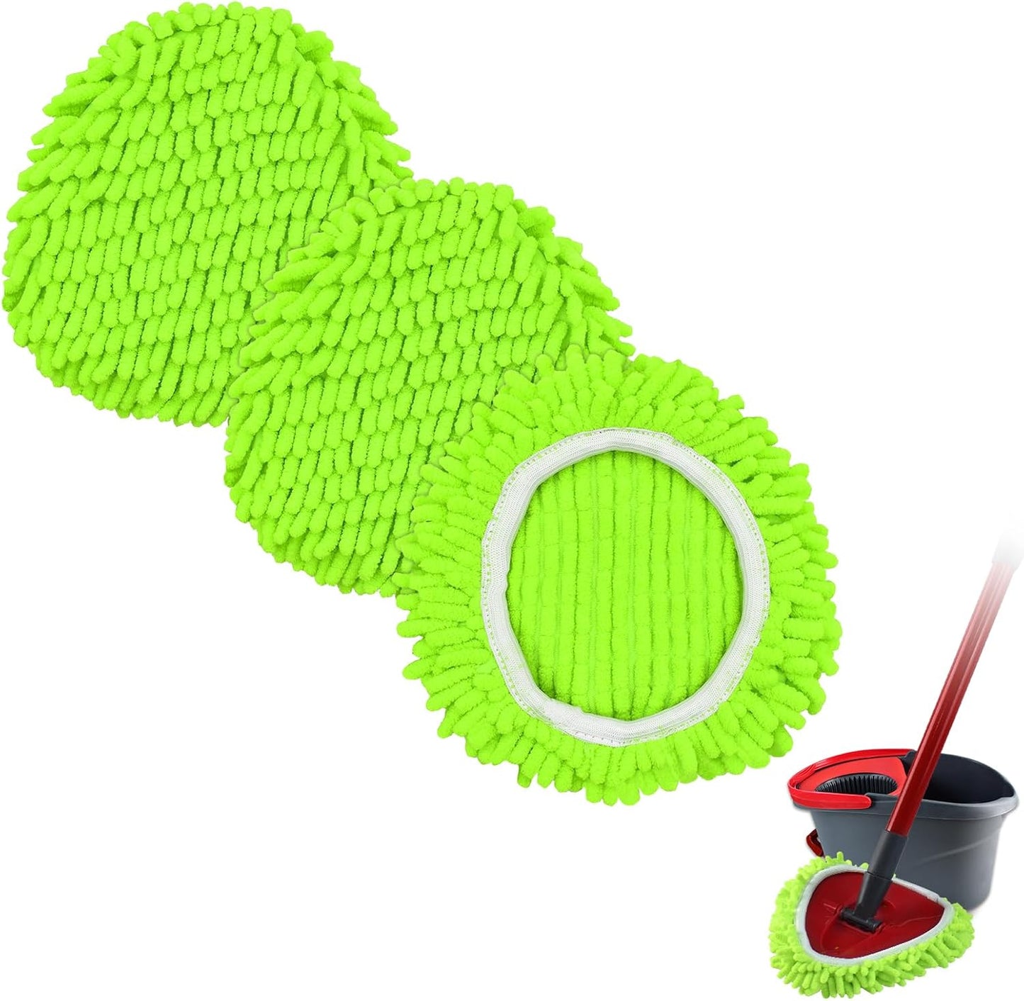 Mop Replace Head for O Cedar, Spin Mop Heads Replacements for Ocedar RinseClean 2 Tank Spin Mop, Chenille Duster for Ocedar Mop Include 3 Pack Microfiber Chenille Mop Pad for Ocedar Spin Mop
