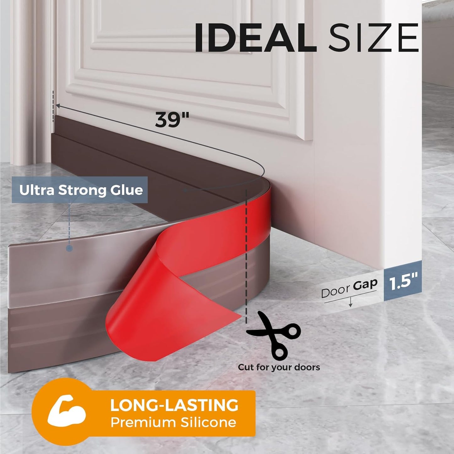 GroTheory 2 Pack Door Draft Stopper, Under Door Sweep for Exterior & Interior Doors, Weather Stripping Door Seal, Garage Window Blocker Noise Cold Air Insulation, Draft Guard Grey 2" W x 39" L