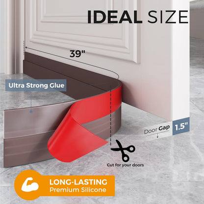 GroTheory 2 Pack Door Draft Stopper, Under Door Sweep for Exterior & Interior Doors, Weather Stripping Door Seal, Garage Window Blocker Noise Cold Air Insulation, Draft Guard Grey 2" W x 39" L