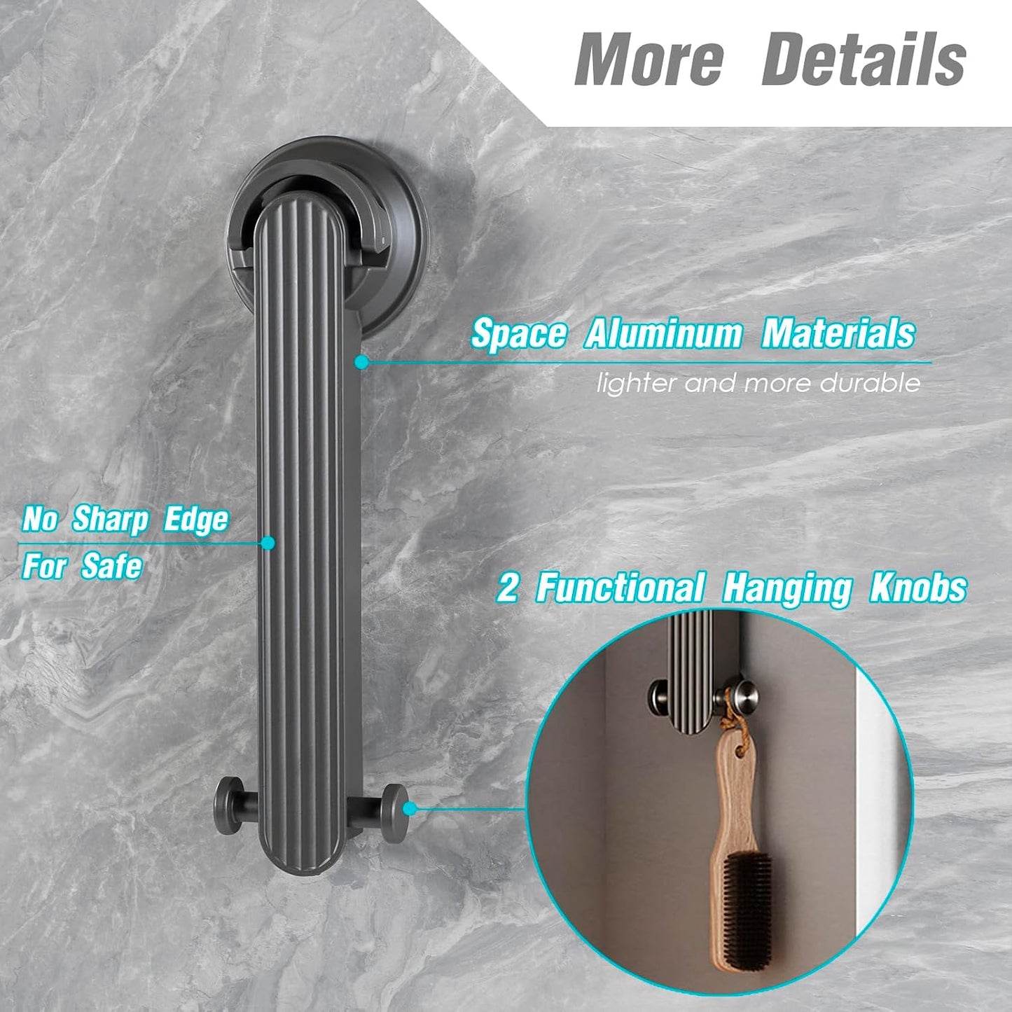 Foldaway Clothes Wall Mounted Drying Rack with Suction Cup,All Metal in Space Aluminum, Foldable, Retractable, Portable for Laundry (Grey)