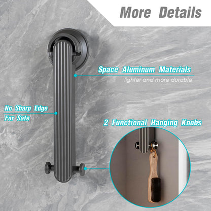 Foldaway Clothes Wall Mounted Drying Rack with Suction Cup,All Metal in Space Aluminum, Foldable, Retractable, Portable for Laundry (Grey)
