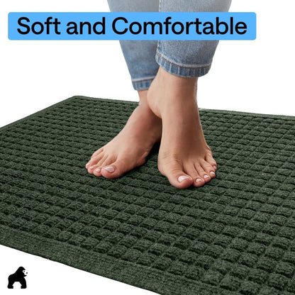 GORILLA GRIP® Ultra Absorbent Front Door Mat Outside Entrance, Traps Dirt and Moisture, HydroABSORB Indoor Outdoor Doormat Holds Up to 1.7 Cups Water, Stain and Fade Resistant Welcome Mat, 29x17 Black