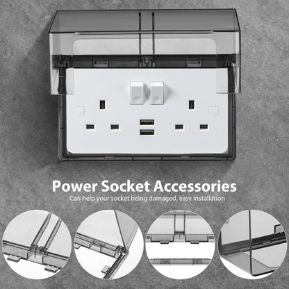 Garneck Waterproof Outdoor Outlet Cover: Weatherproof Double-Gang Electrical Receptacle Protector Box with flip-top design Adhesive wall mount Plug Socket Cover for Home, Kitchen, Bathroom, Patio