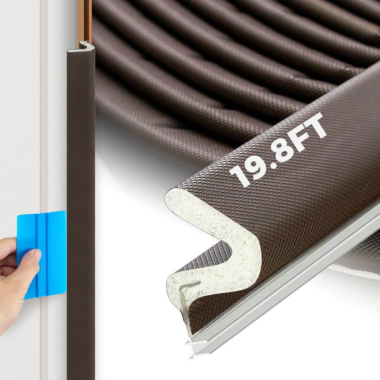 40FT Weather Stripping Door Seal, Kerf Style Foam Strip for Large Gaps, with Scraper Tool for Exterior and Interior Frames, White