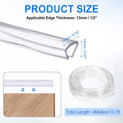 uxcell Clear Edge Trim, 13.1Ft Silicone U Channel Edge Protector, Edges Guards Fits 1/32"-3/32" for Car Doors Sheet Metal Parts (3/16" W x 3/8" H)