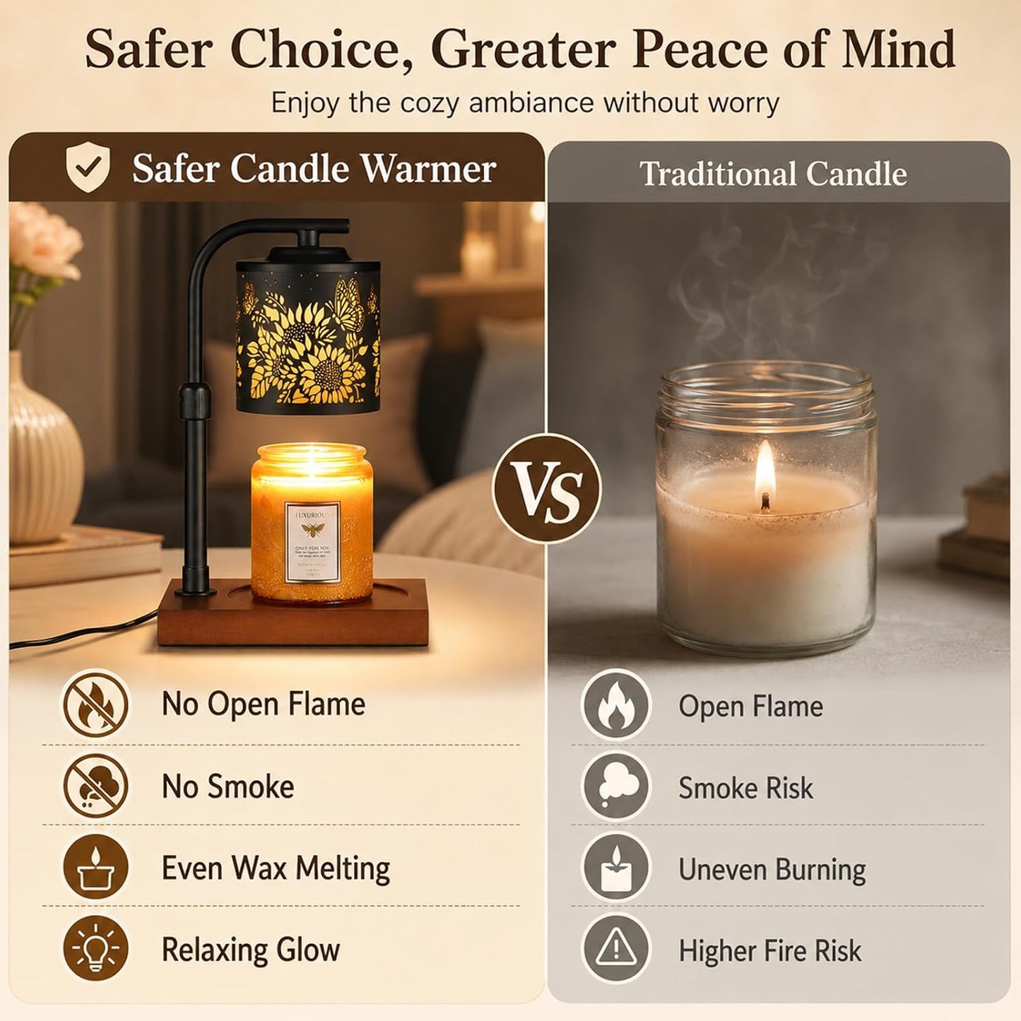mocosa Candle Warmer Lamp with Adjustable Height Dimmable for New Home Decor Electric Candle Warmer for Jar Candles Birthday Gifts for Women Mom(Hummingbird)