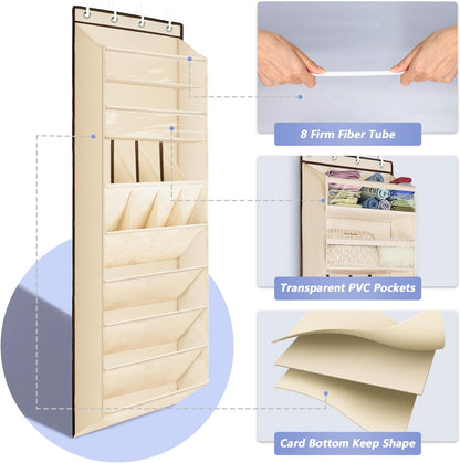 FENTEC 1 Pack Over-the-Door-Shoe-Organizers,Hanging Organizers with Large Pocket Shoe Holder Hanging Shoe Rack for Closet Shoe Organizer for Wall, Over Door Organizer with 15 Pockets Gray