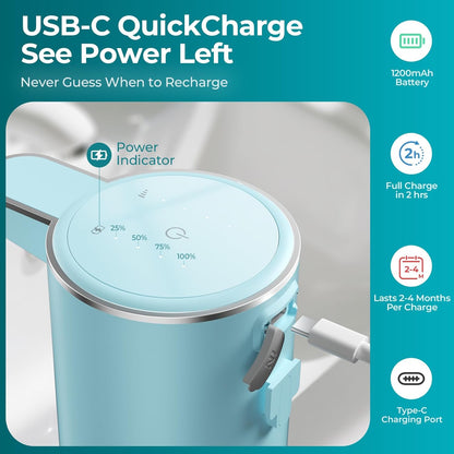 P11 Seafoam Automatic Foaming Soap Dispenser – Unique Coastal Tone, Touchless Sensor, 4-Level Foam Control, USB-C Rechargeable, 380ml, Wall Mounted or Countertop for Kitchen & Bathroom