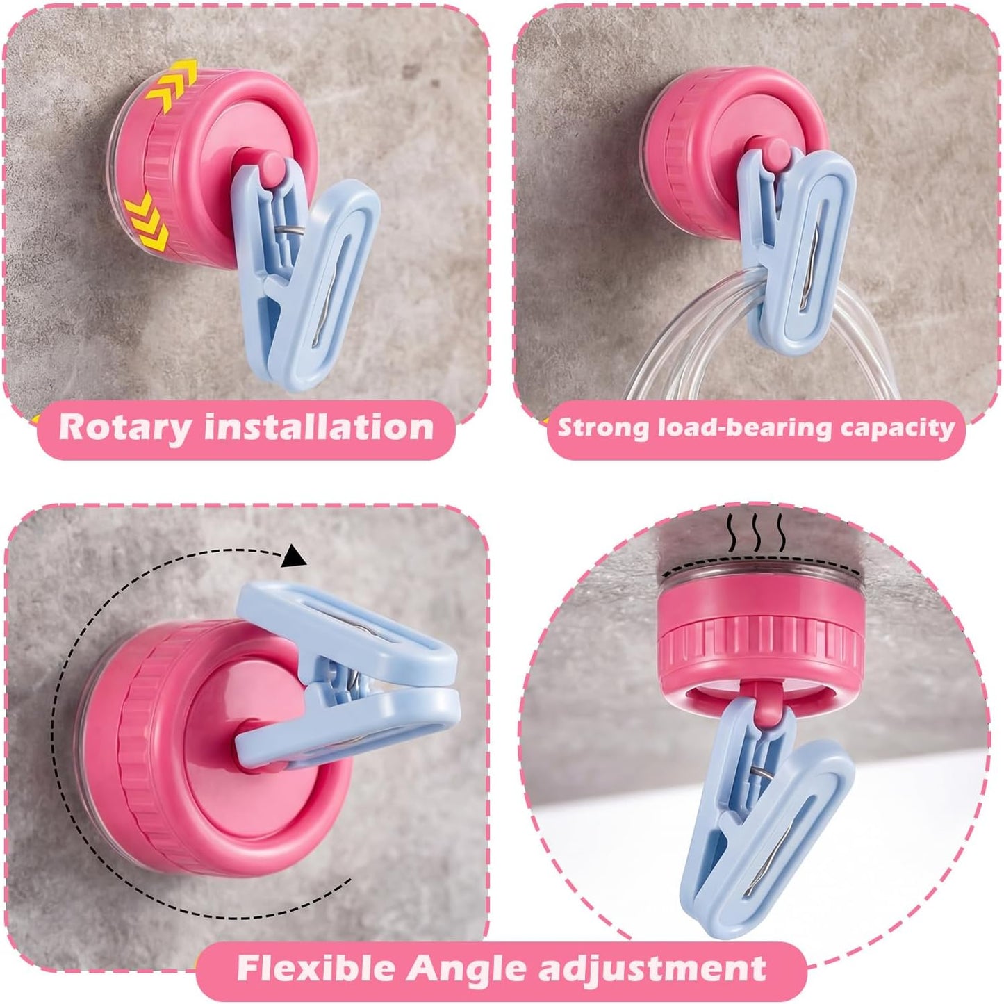 Geelin Dish Glove Clip with Suction Cup Easy Install Removable Transparent Plastic Wall Mounted Hook for Kitchen Use Space-Saving Washable Design for Dish Gloves Towels(2 Pcs)