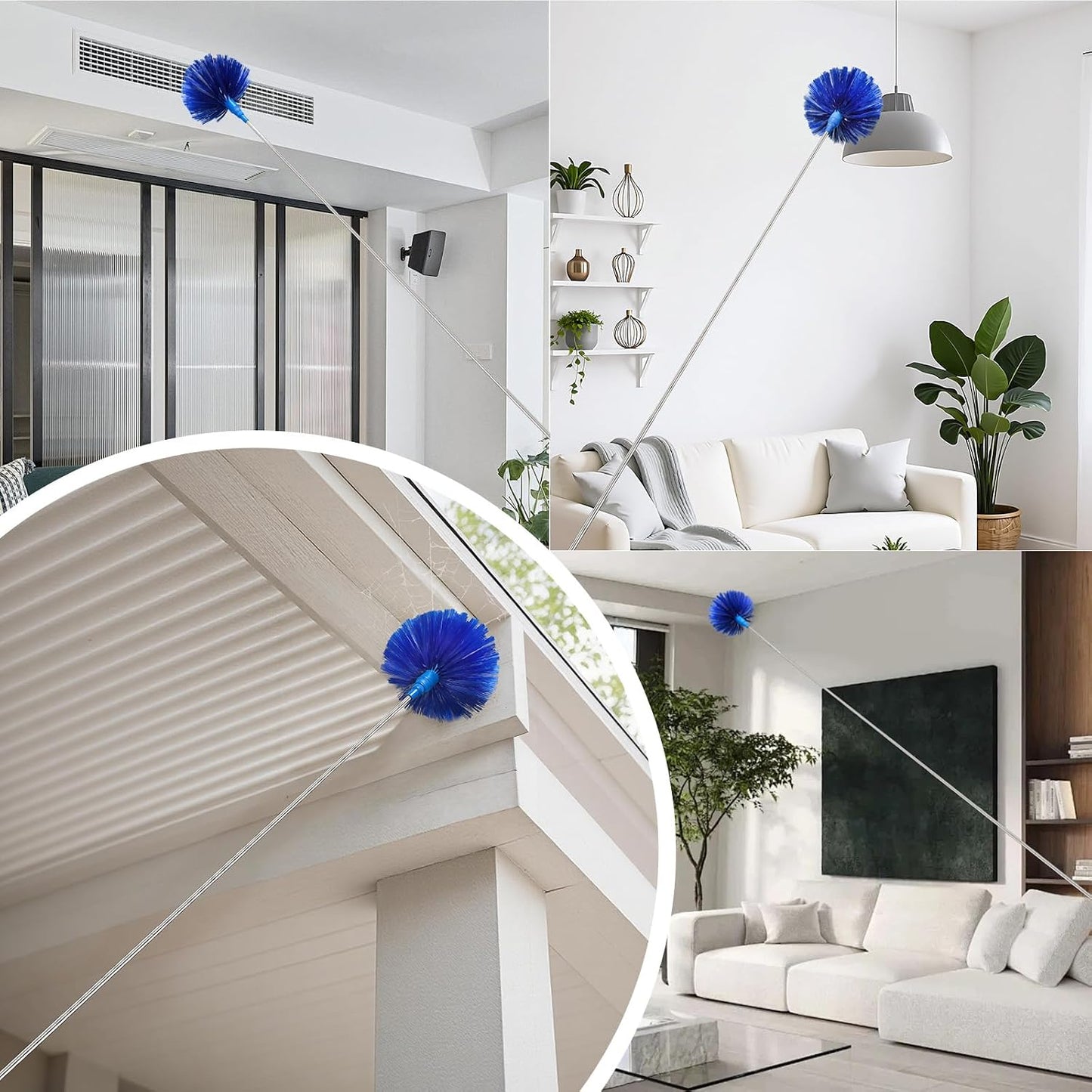 DELUX Microfiber Feather Duster Extendable Duster with 100 inches Extra Long Pole, Bendable Head & Long Handle Dusters for Cleaning Ceiling Fan, High Ceiling, Blinds, Furniture & Cars Gray