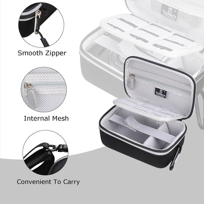 Hard Storage Case for Gavonde/Pedtail/JGIPL Digital Camera-Versatile Camera Bag with Crossbody/Neck Strap&Organizer Compartments for Batteries&Memory Cards(Box for Sale) (Black & Reflective Zipper)