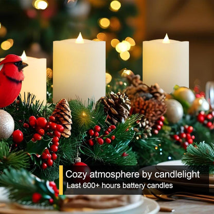 3x3 Flameless Candles with Remote Set of 2, 3 inch Battery Candles Flickering with Timer, LED Pillar Candle for Indoor/Outdoor, White