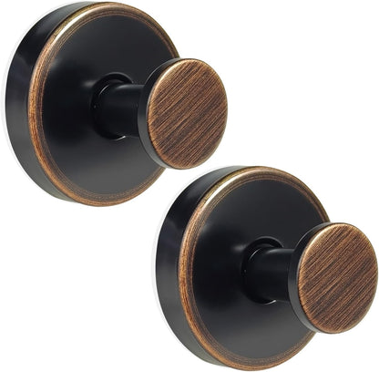 ZESLMG Adhesive Hooks for Shower, Black Self Sticky Hooks for Glass Window Kitchen Wall, Removable Bath Robe Loofah Door Wreath Coat Towel Hook No Damage for Hanging, 2 Pack
