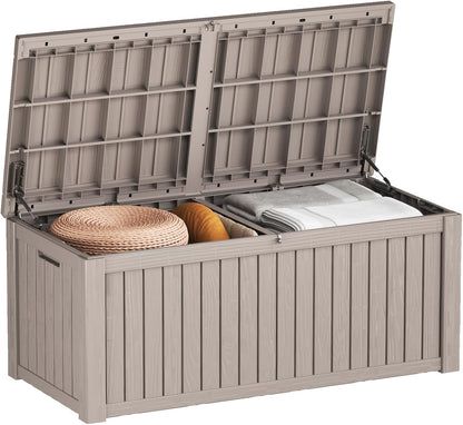 Outdoor Storage Box 325GAL Waterproof Resin Deck Box,Pool Accessories Supplies，UV-Resistant Lockable Package Delivery Bin for Garden Tools,Large Patio Outside Cushions,Chest,Furniture,Black
