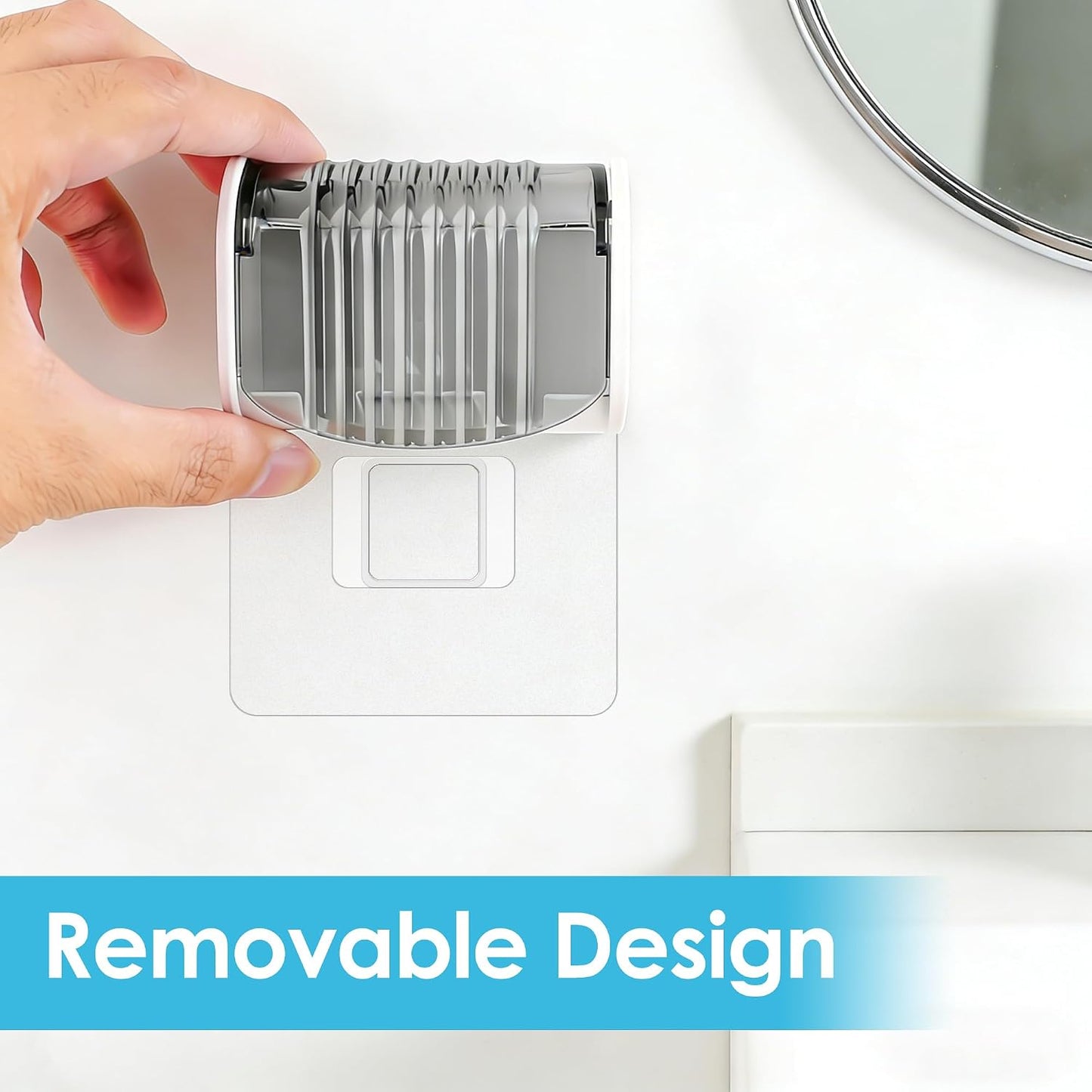 1 Pack Toothbrush Holder Wall Mounted with Cover for Bathroom, 2 Slots Toothbrush Storage Organizer for Shower, Self Adhesive Toothbrush Hanger (Grey)