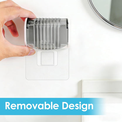 1 Pack Toothbrush Holder Wall Mounted with Cover for Bathroom, 2 Slots Toothbrush Storage Organizer for Shower, Self Adhesive Toothbrush Hanger (Grey)