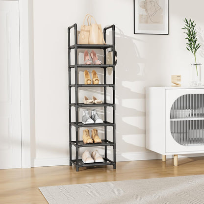 LANTEFUL Tall Narrow Shoe Rack for Entryway, 10-Tier Sturdy Metal Shoe Shelf Storage 10-15 Pairs of Shoes and Boots, Space Saving Corner Shoe Rack Organizer for Closet,Doorway,Garage,Living Room