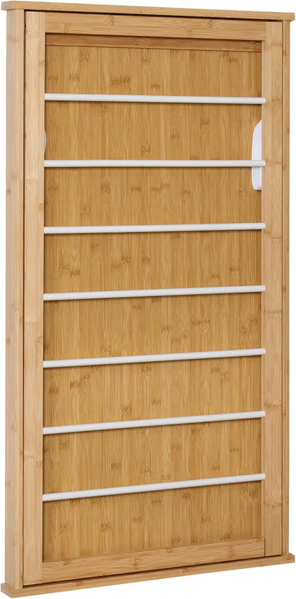 Honey-Can-Do Wall-Mounted Clothes Drying Rack, Bamboo, Collapsible, 23 in W x 27.25 in H