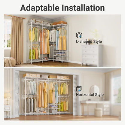 VIPEK V40 Heavy Duty Clothes Rack, 1110lbs Capacity Sturdy Metal Garment Rack, Clothing Rack with 6 Shelves & 4 Hang Rods, Adjustable Open Wardrobe Closet Organizer for Bedroom/Apartment/Retail, Black