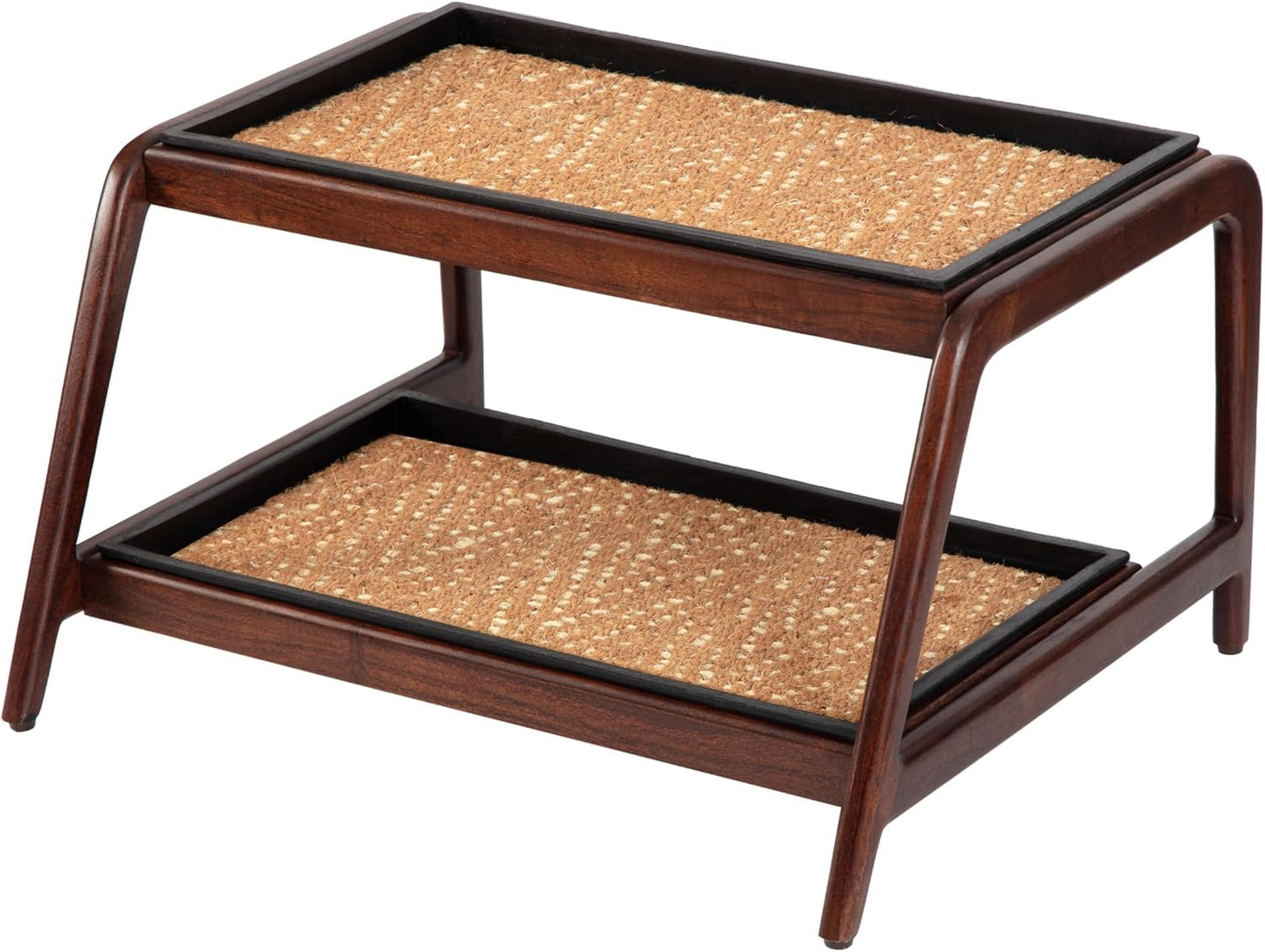 Anji Mountain Heavy Duty Waterproof Wooden Shoe Storage Mat Organizer/Boot Storage Tray Multi Use for Entryway with Coir, Gray and Ivory Insert, 1 Tier, Fits 2 Pair (26.5" Wide)