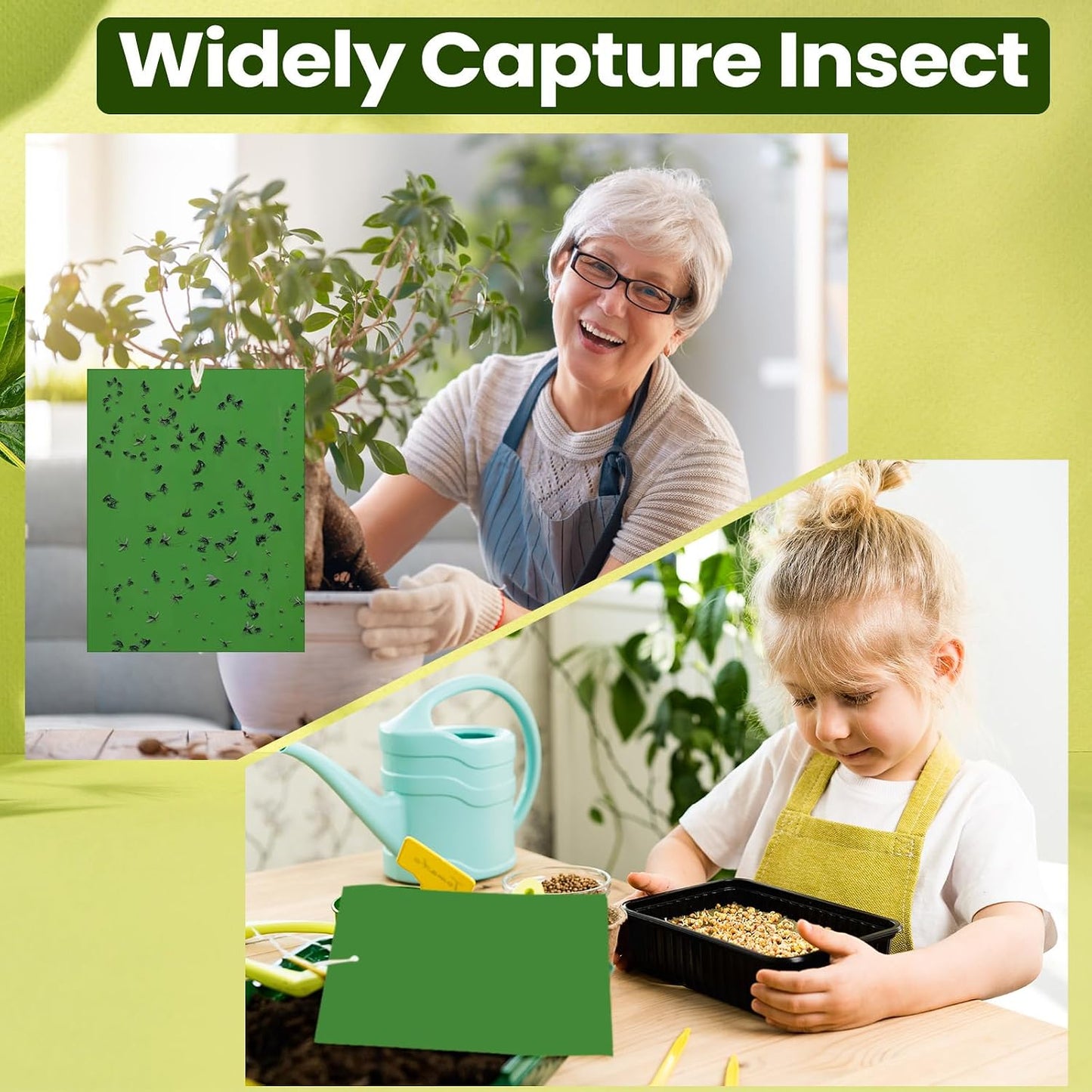 Qualirey 150 Pcs 6x8 Inch Yellow Sticky Traps for Gnats, Dual-Sided Sticky Gnat Traps for Indoor Outdoor Plants, Pest Control for Fungus Gnats, Fruit Flies, Whiteflies – Bulk Pack with Twist Ties