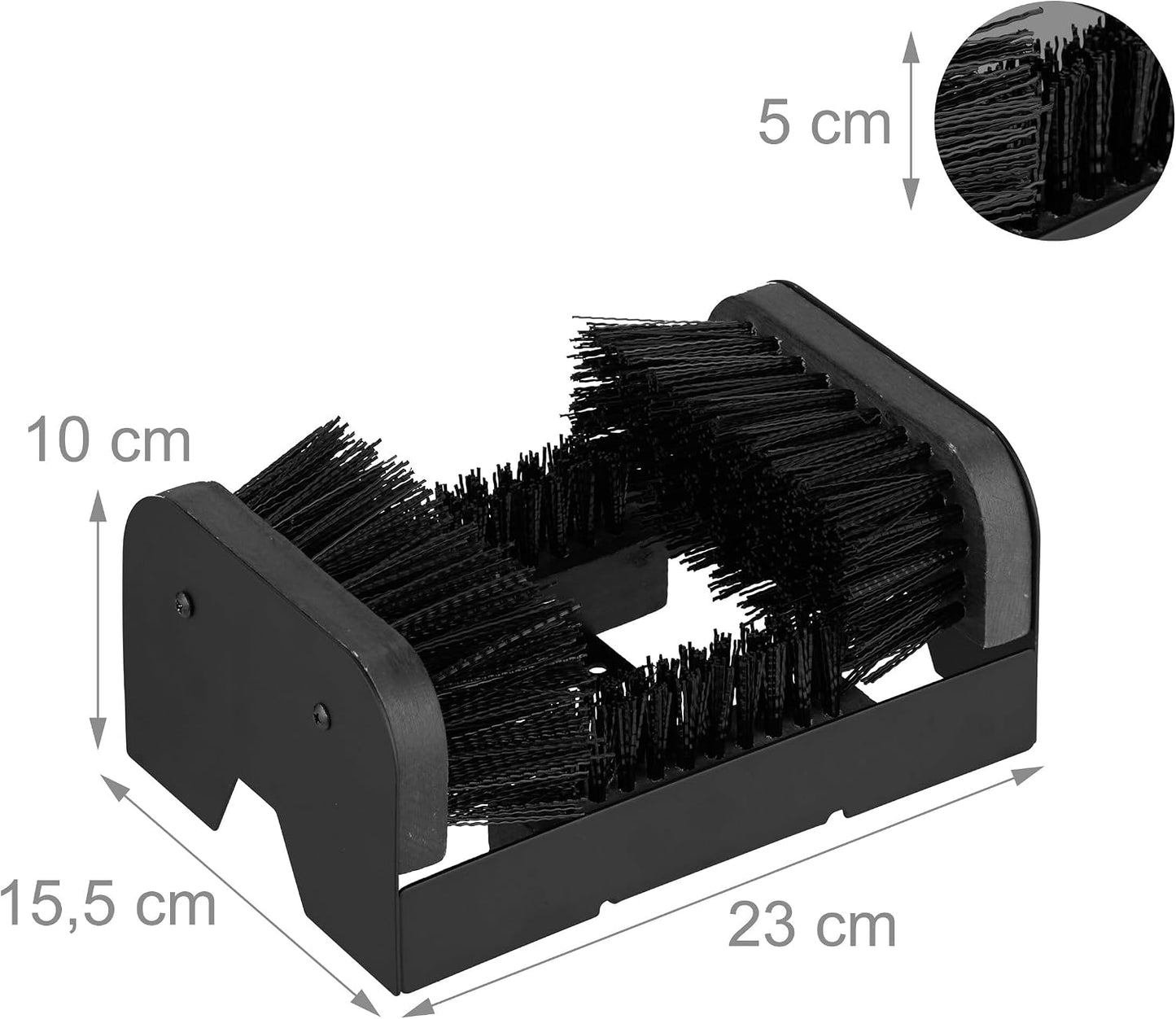 Relaxdays Shoe Scraper with All-Round Brushes, Outdoor Doormat, Heavy Duty Bristles, Floor Mounting, Black