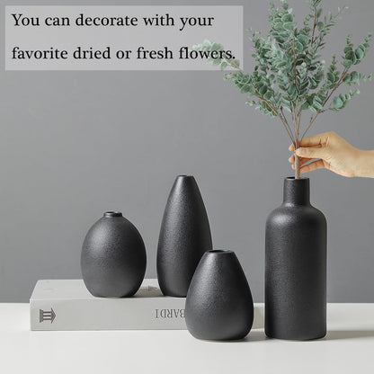 CEMABT Beige Ceramic vase Set-3 Small Flower vases for Decor,Modern Boho Farmhouse Home Decor,Decorative vase for Pampas Grass&Dried Flowers,idea Shelf,Table,Bookshelf ，Entryway- Distressed
