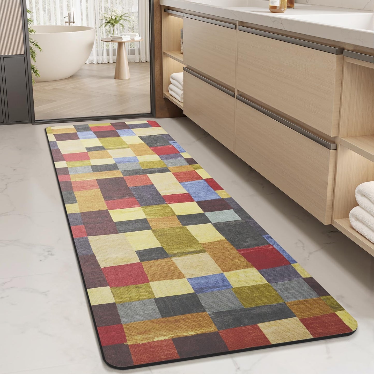 MontVoo -Bath Mat-Rubber Backing Non SlipThin Bathroom Rugs Fit Under Door- Quick Dry Absorbent Faux Suede Surface Grey Bathroom Floor Mats-Shower Rug for in Front of Bathtub Shower Gray 16x24