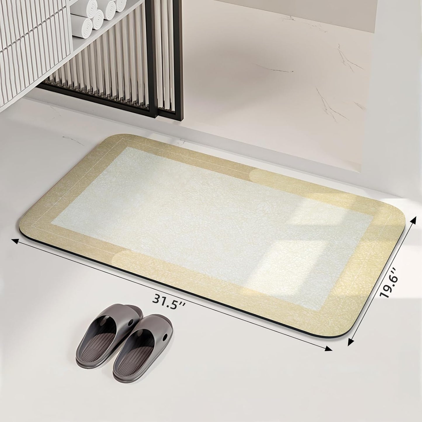 Diatomaceous Earth Bath Mat Super Absorbent Quick Dry Bath Mat, Bathroom Rugs Non Slip Washable, Thin Dark Gray Bathroom Floor Mats-Shower Rug for in Front of Bathtub Shower, Easy Care, 15.7"x23.6"