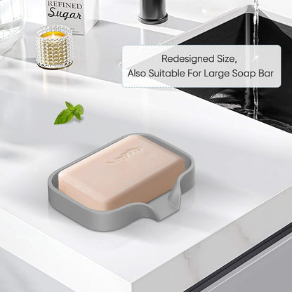 Great Silicone Soap Dish - 4 Pcs Thickened Self-Draining Soap Tray for Shower & Bathtub-Great High-Purity Silicone Soap Dish