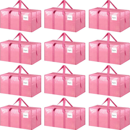 6 Pack Extra Heavy Duty Large Moving Bags with Strong Zipper & Comfortable Handles, Sturdy & Durable Clothes Storage Bags Totes Bins, Blue Packing Moving Boxes for College Supplies, Dark Blue