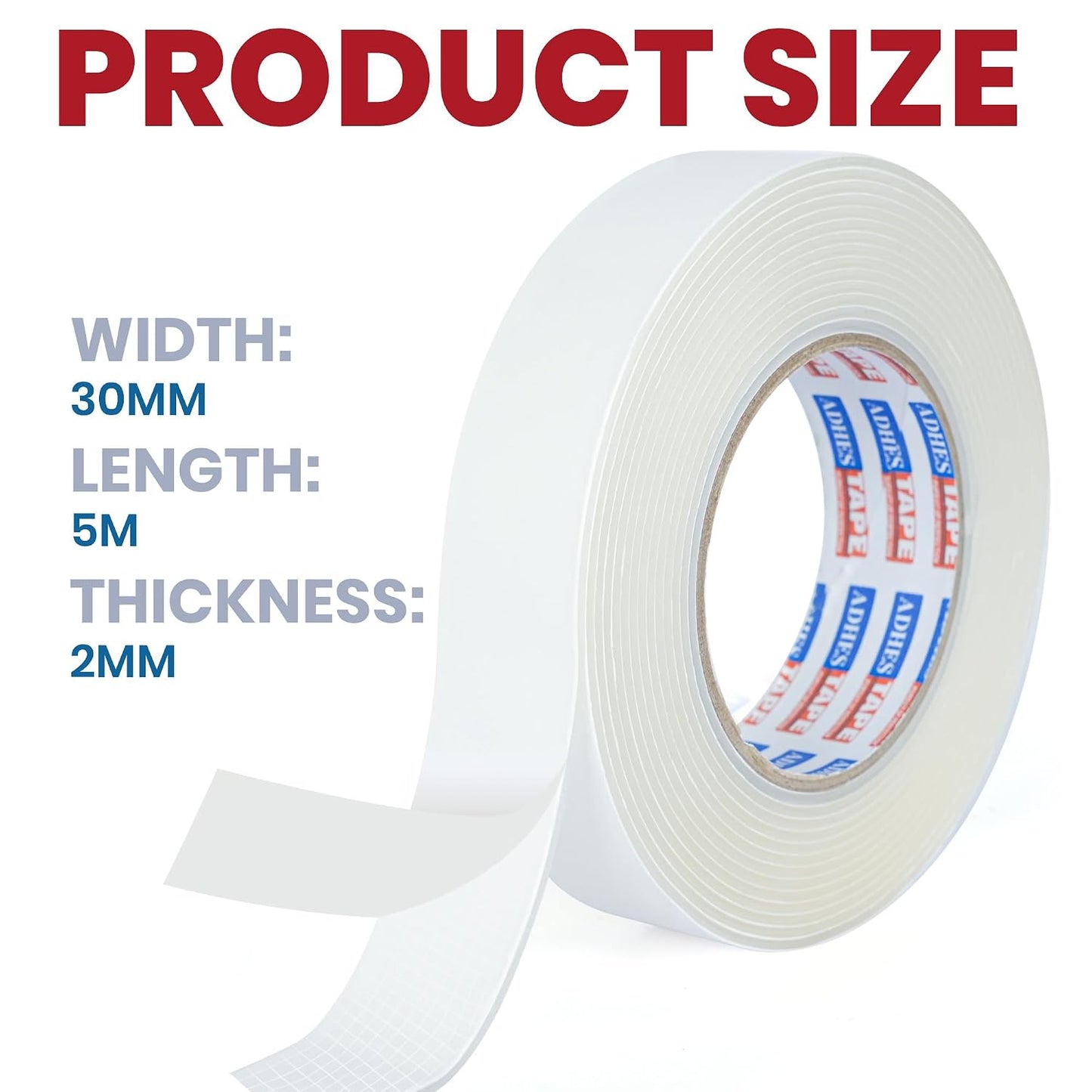 ADHES Easy to Tear Nano Double Sided Tape Mounting Tape,30mm X 5m, Reusable Heavy Duty Strong Adhesive for Home,Office,Wall,Carpet,Photos