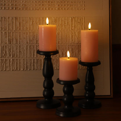 White Flameless Pillar Candles, Battery Operated Wax Candles with Remote, Flat Top Flickering Flameless Candles, LED Candle for Home, Wedding, Party Decor, Set of 3, Φ 3" H 4" 5" 6"