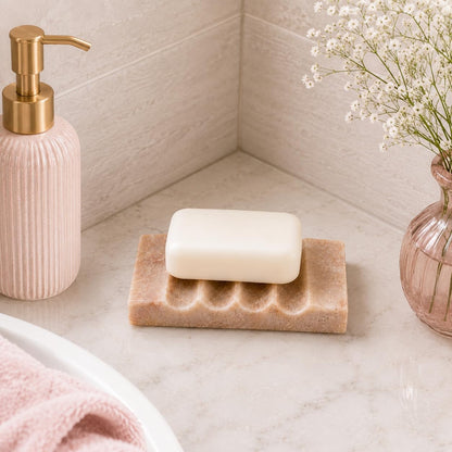 WeDoDecor Real Marble Soap Dish for Shower Stone Tray Small Bar Soap Holder with Self Draining | Non-Slip, Luxury Bath Room Accessories (White)