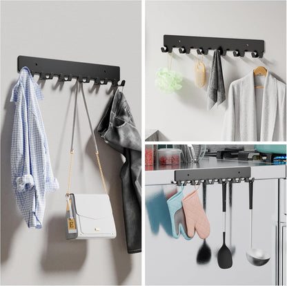 GTK Key Holder for Wall, Key Hooks with 6 Hooks, Wall Mounted Key Holder for Hallway, Self Adhesive Key Rack(White)