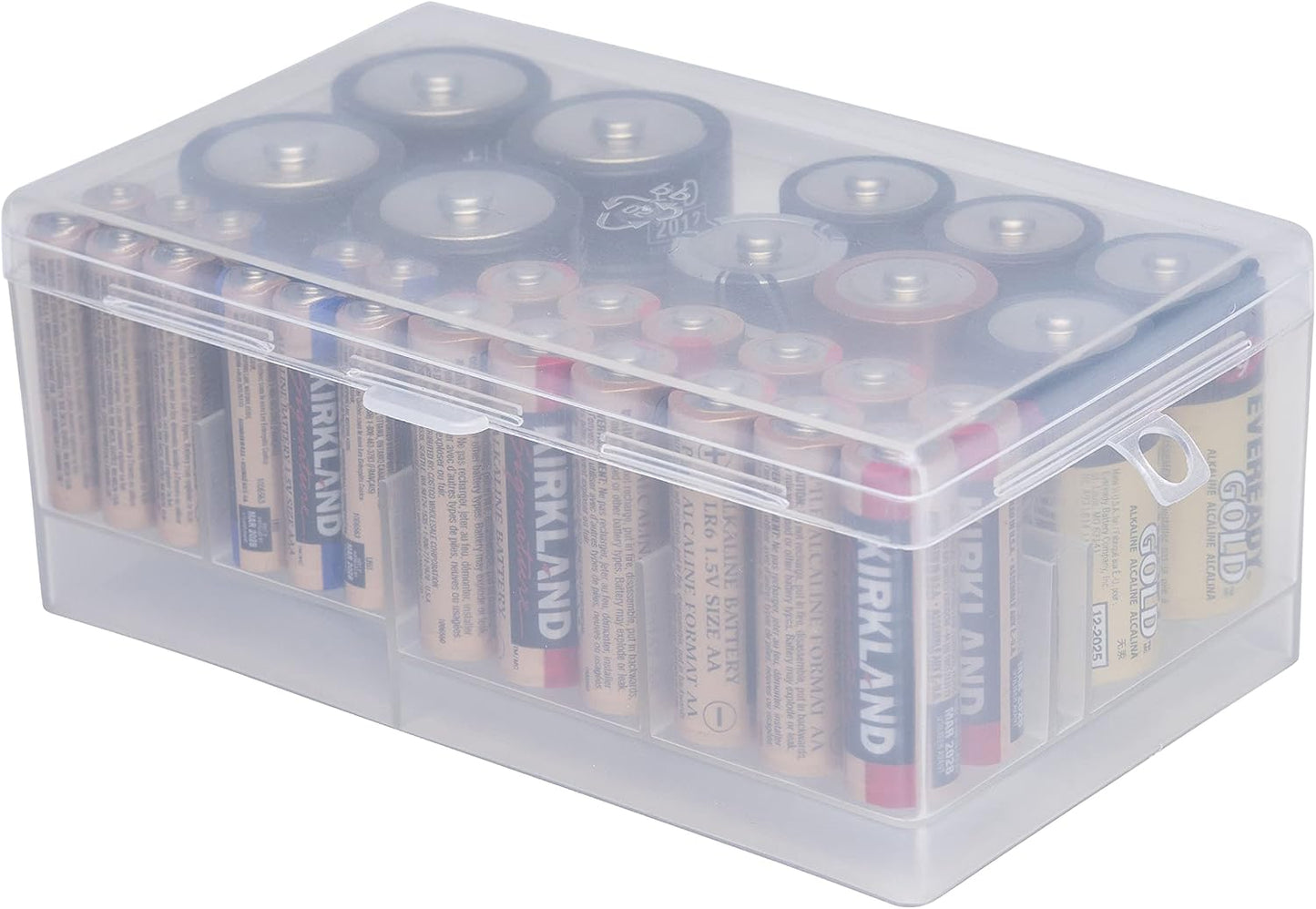 Dial Industries Battery Organizer Case with Tester for 12 AAA 12 AA 6C 4D | Compact cases for organizing in garage, toolboxes, RVs etc. Clear cases so easy to find in emergencies vs loose in drawer.