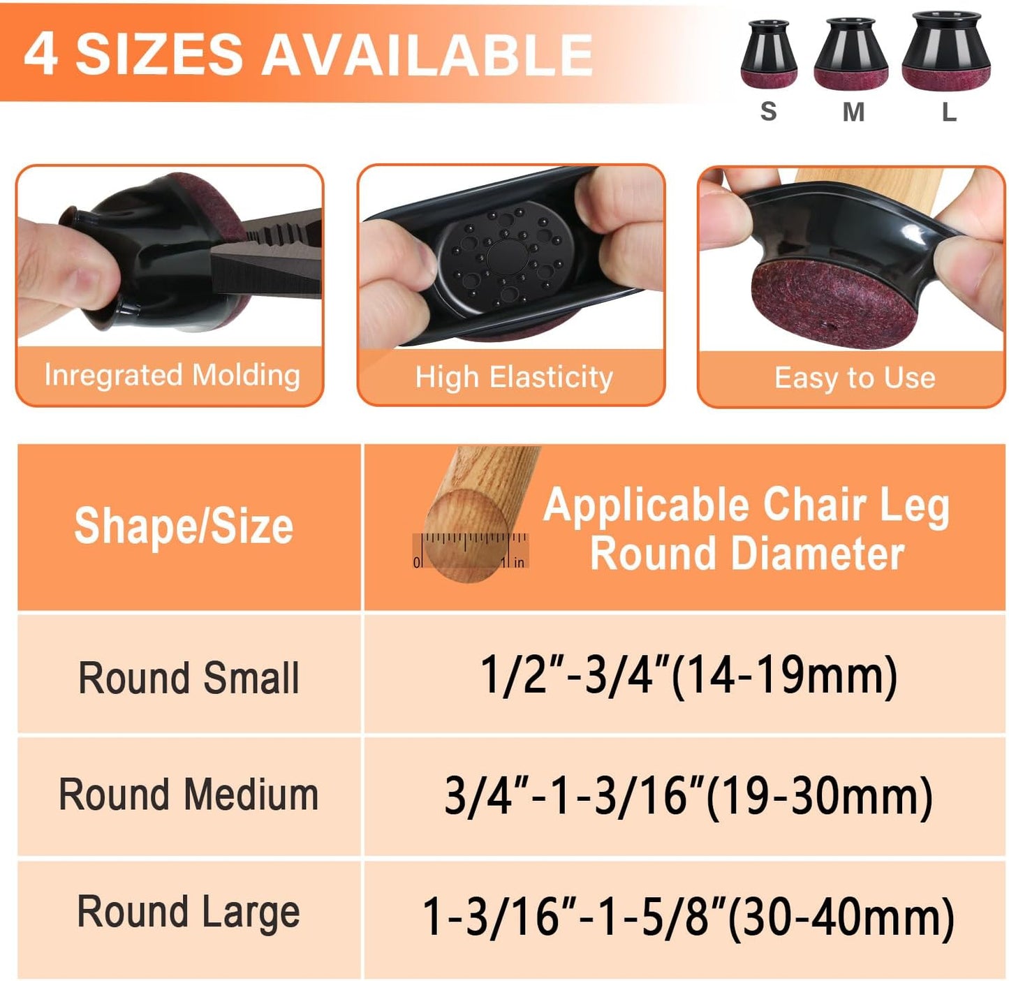 YOZON Chair Leg Floor Protectors Felt Furniture Pads Silicone Caps | Chair Leg Protectors for Hardwood Floors 32 Pack Anti-Scratch Reduce Noise Clear Round Medium Fit 3/4" to 1-3/16" (19-30mm)