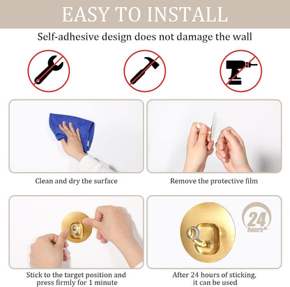 Uten Adhesive Hooks for Hanging 10 Pack, Heavy Duty Wall Hooks 11 lbs, Self Adhesive Waterproof Sticky Robe Towel Hooks for Home, Bathroom, Kitchen, Outdoor