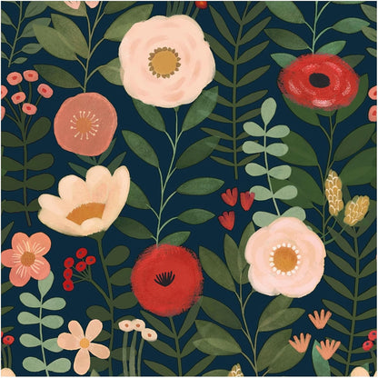 HAOKHOME Floral Peel and Stick Wallpaper Boho Vintage Wall Paper Removable for Bathroom Nursery Beige/Pink/Red Contact Paper 17.3in x 9.8ft