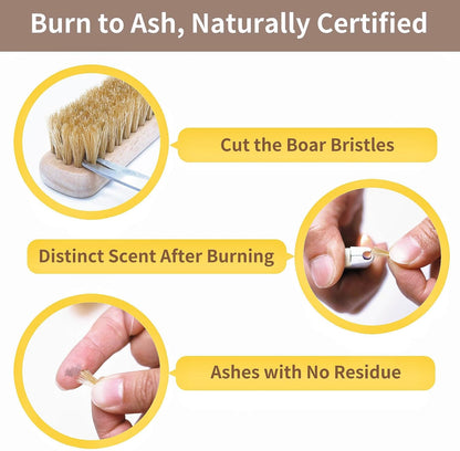 Wood Laundry Stain Brush with Boar Bristle, Tough Stain Remover for Delicate Fabric, Cotton, Linens, and Shoes, Laundry Scrub Brush for Fresh and Clean Fabric