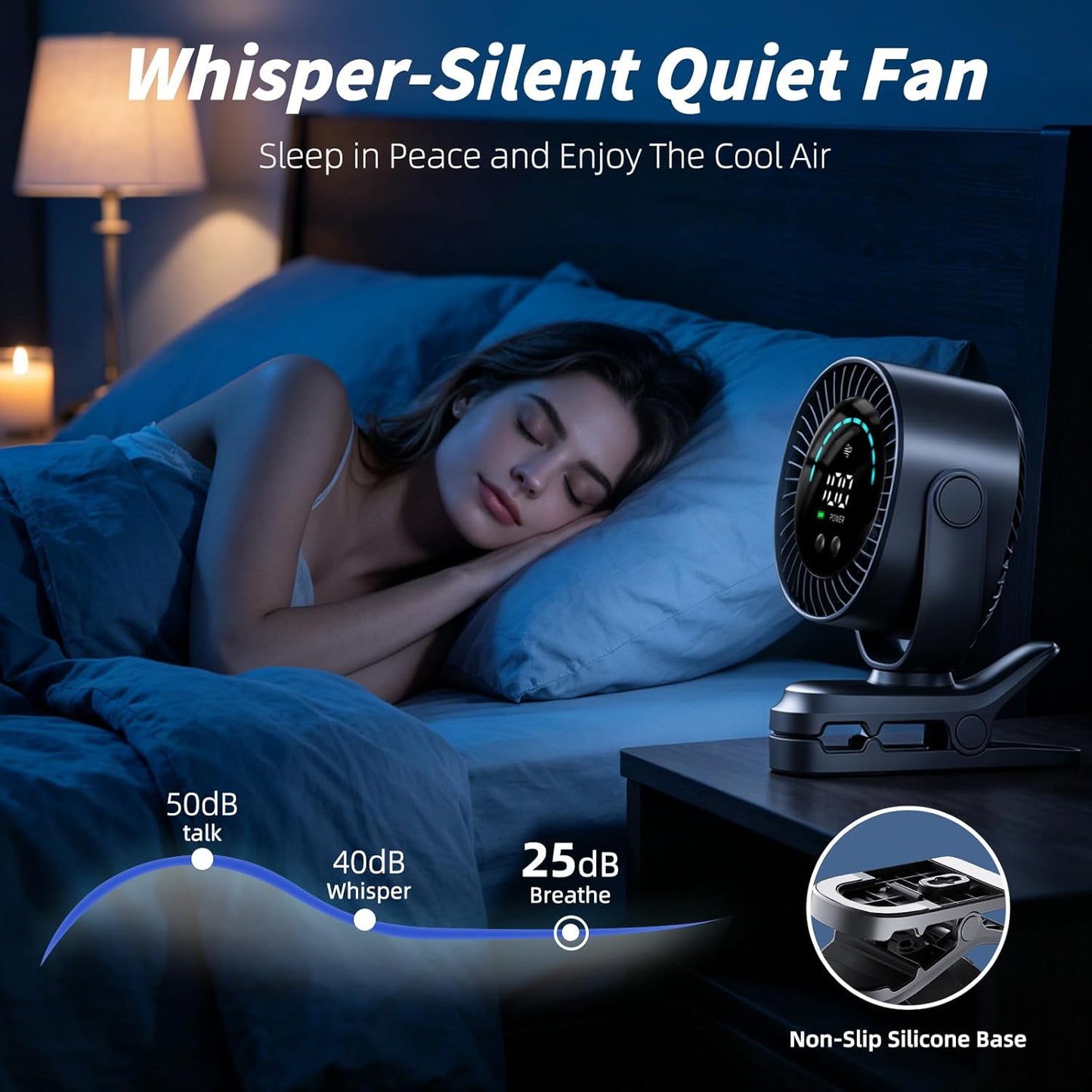 Portable Clip on Fan, Rechargeable USB Desk Fan with Turbo Airflow, 100 Speeds LED Display, 360° Rotation, Small Quiet Battery Powered Fan for Stroller Outdoor Travel Camping Golf Cart, Black