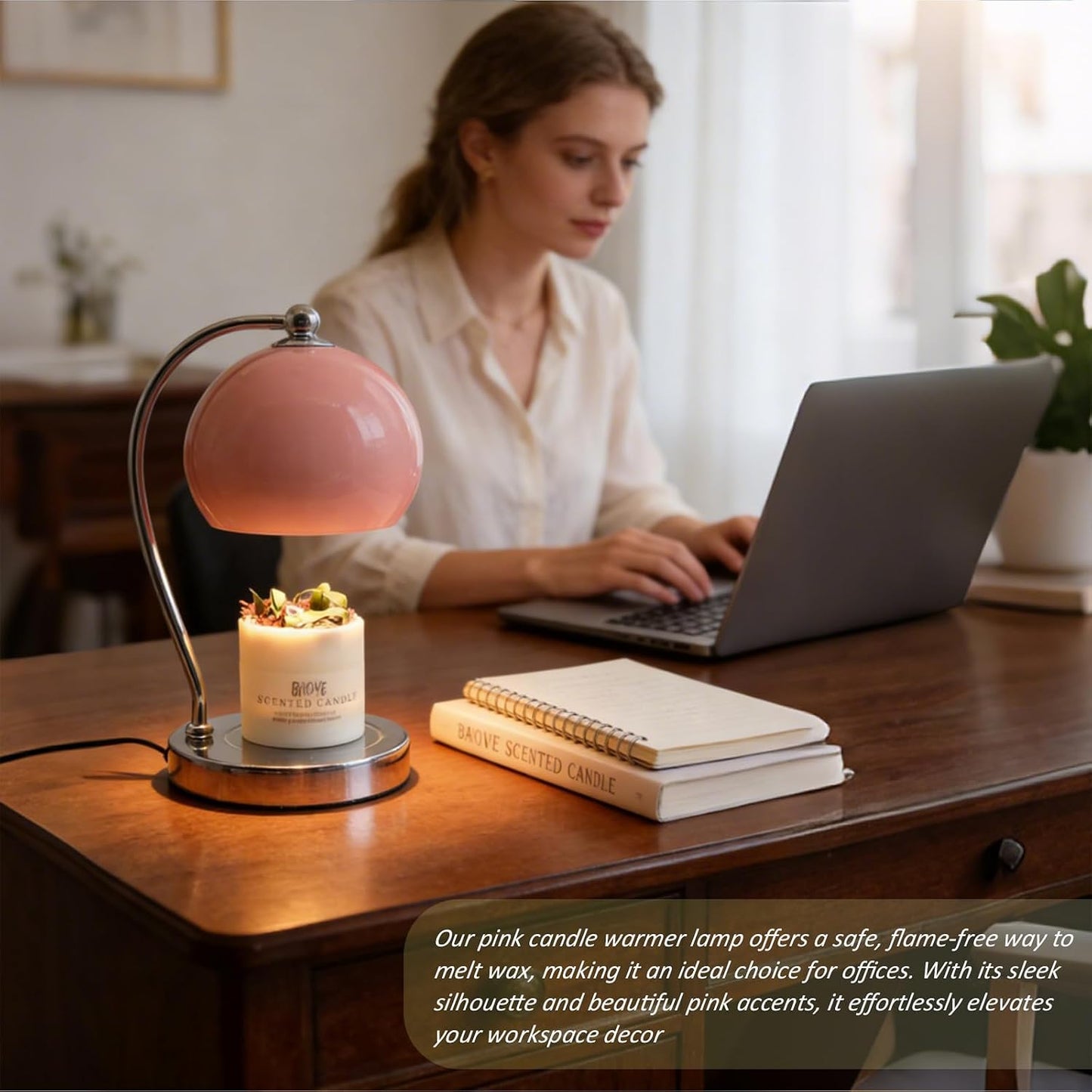 Candle Lamp Warmer, Wide Base Scented Candle Warmer with Timer and Dimmer, Modern Candle Melting Lattern, Home Decor Table Lamp (Silver)