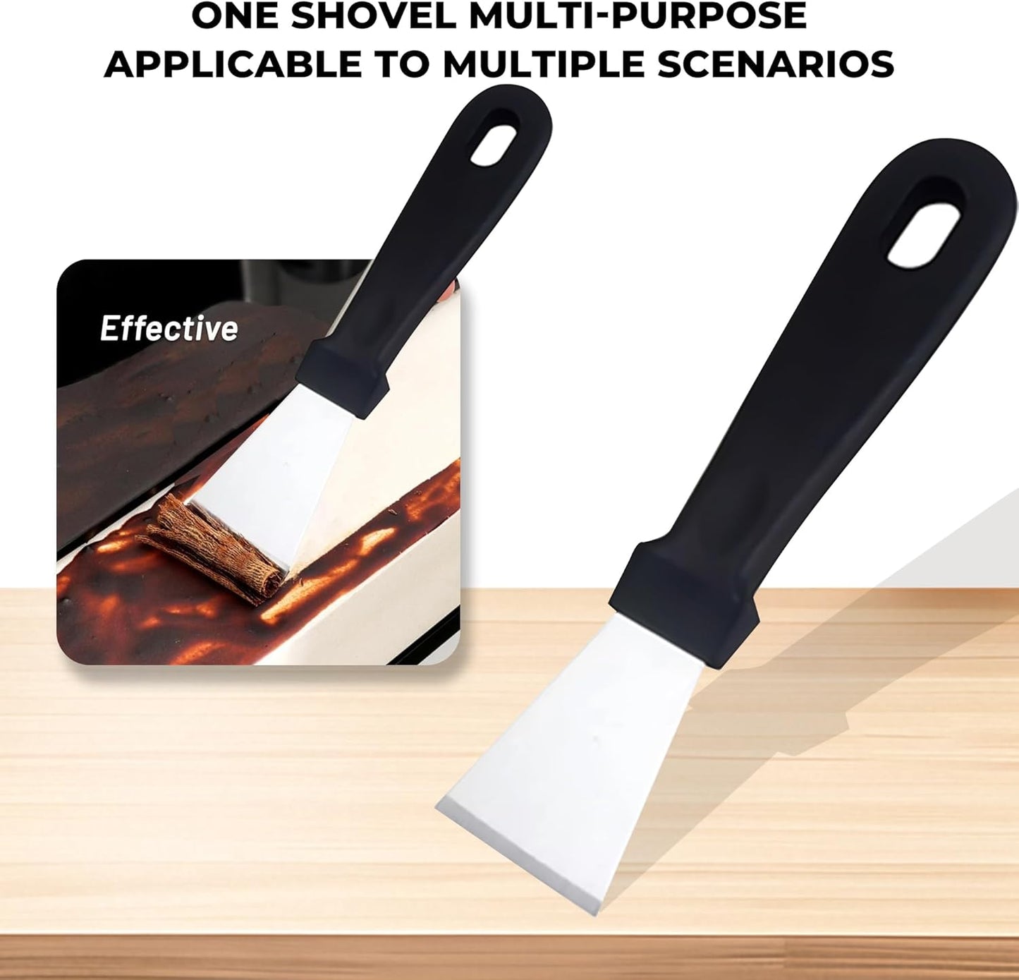 Glass Stove Curved Edge Scraper Flexible Black Straight Tool for Grease and Residue Removal