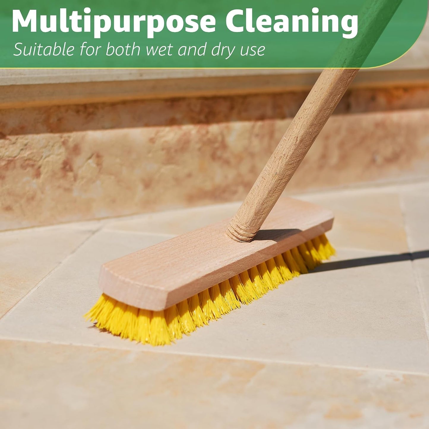 Deck Scrub Brush Head 7.87" - Heavy Duty Concrete & Wooden Deck Scrub Brush With Hard Nylon Bristles