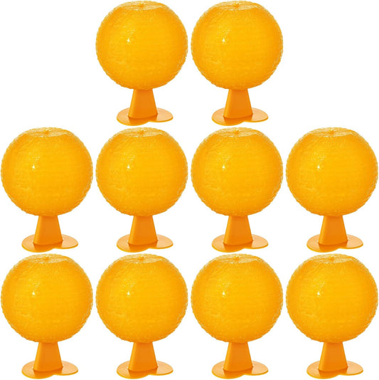 Qualirey 10 Set Fruit Fly Sticky Trap Balls Fungus Gnat Killer Bug Catcher Gnat Trap Insect Traps Indoor Outdoor Plant Fly Sticky Traps Ball for Fungus Plants (Orange)