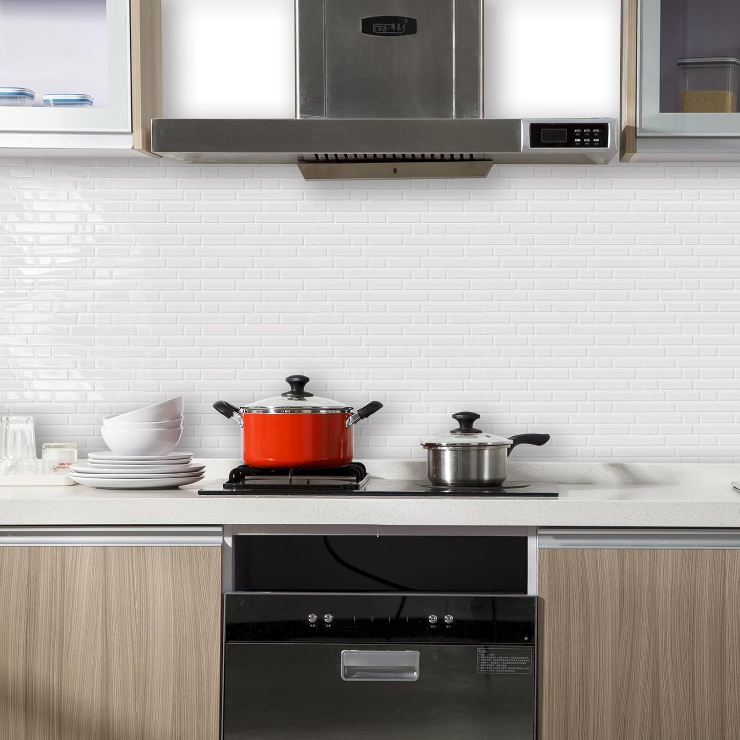 Yipscazo 10 Sheets Peel and Stick Backsplash for Kitchen Wall, 12''x12'' Waterproof Stick on Backsplash Smart Tiles for Bathroom,Removable Backsplash Wall Tiles in Gray White