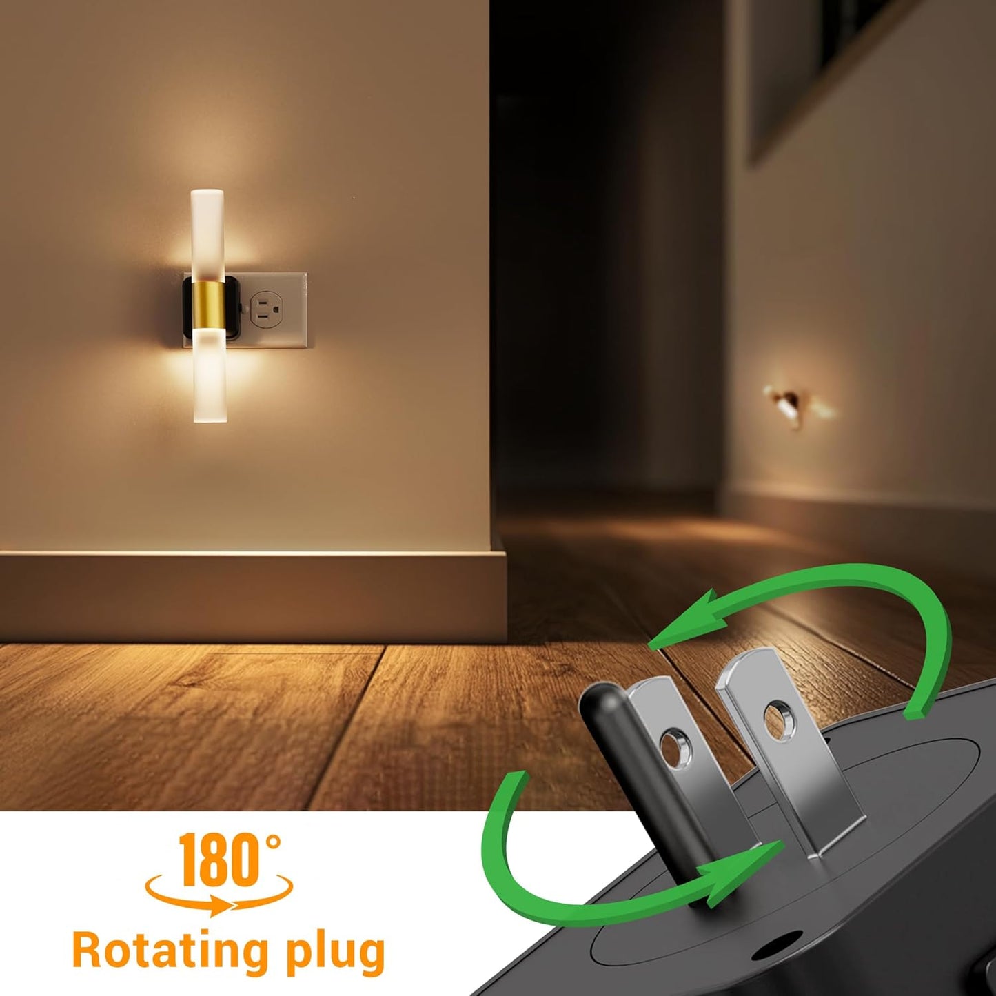 L LOHAS LED Night Light,Dimmable Night Lights Plug into Wall, 2 Pack Acrylic Nightlight with 0-100 LM Adjustable Brightness, 3000K Plug in Night Light with Dusk to Dawn Sensor, for Bathroom Hallway