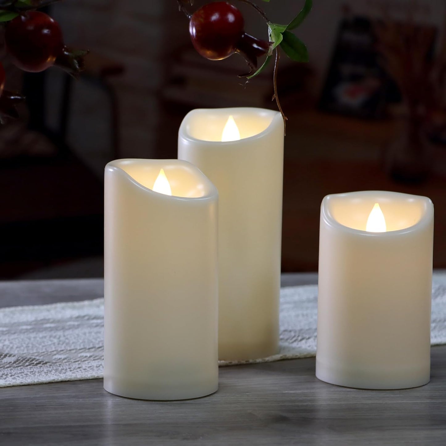 CANDLE CHOICE Waterproof Outdoor Battery Operated Flameless Candles with Remote Timer Plastic Flickering Fake Electric LED Pillars for Lantern Garden Wedding Christmas Decorations 3x4 Inches 3 PCS