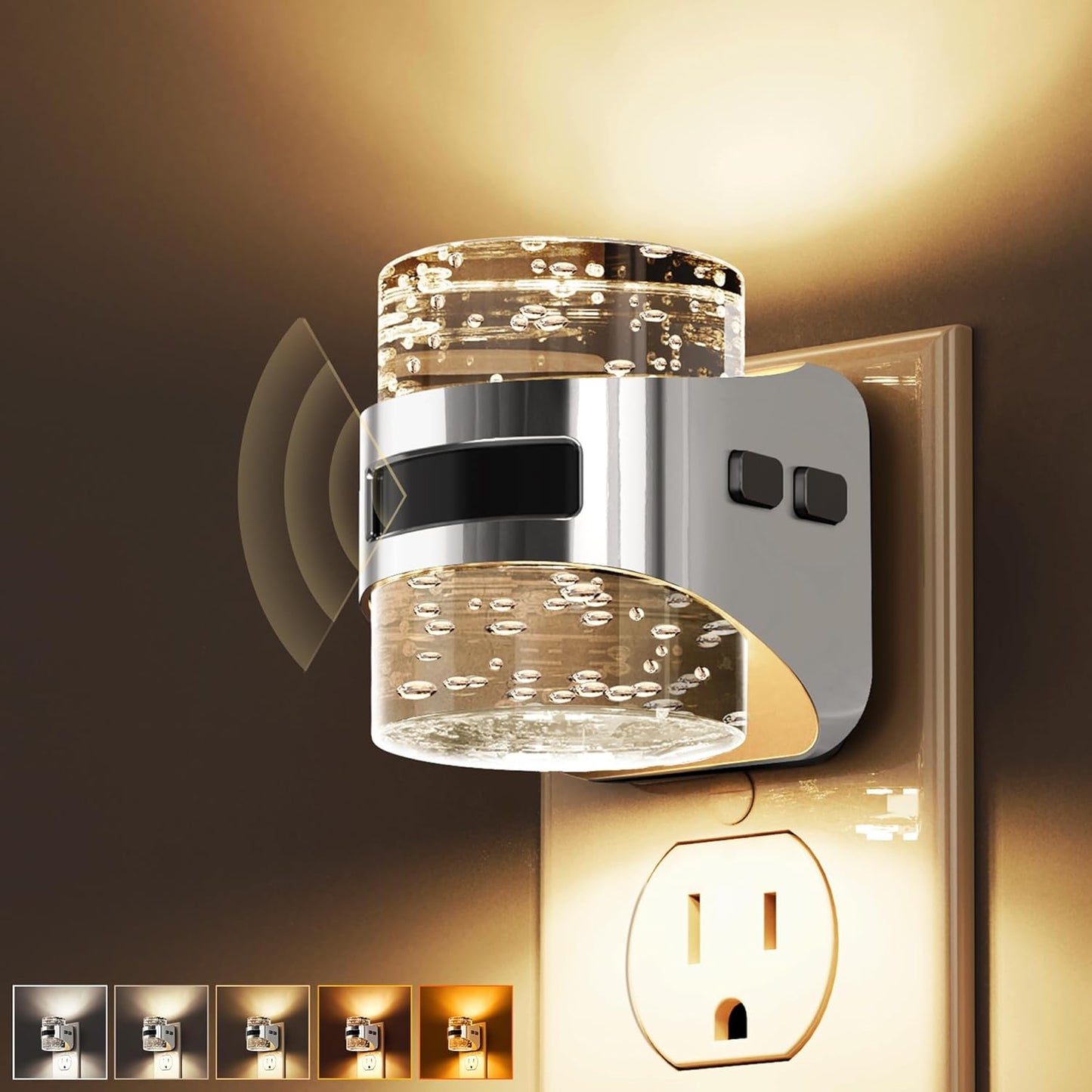 L LOHAS LED Motion Sensor Night Light,Dimmable Night Lights Plug into Wall, 2 Pack Acrylic Nightlight with 0-100 LM Adjustable Brightness, 3000K Plug in Night Light for Bathroom Hallway